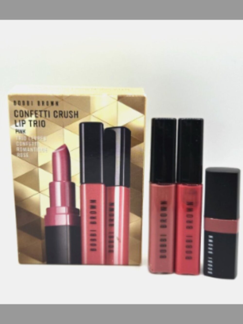 Bobbi Brown Confetti Crush LIP TRIO Lipstick + 2 Gloss - PINK - Travel Size -NEW
